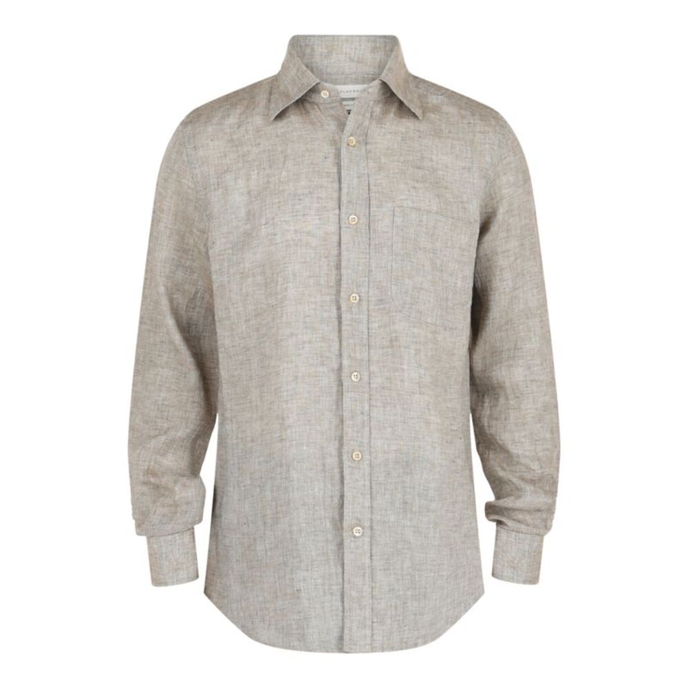 Slowear Glanshirt Linen Dress Shirt Brown Mens